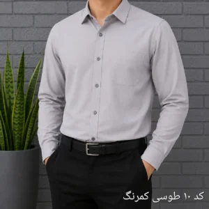 پیراهن آستین بلند مردانه بنگال کشی قواره اندامی رنگ ثابت