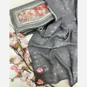 روسری نخ کاستوم طرح نگینی سایز 140 مجلسی و روزمره
