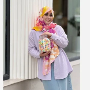روسری نخ کاستوم طرح روشا سایز بزرگ چرخ دوز