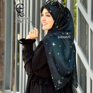 روسری نخی کاستوم طرح ستاره شب سرمه ای قواره بزرگ 140*140 دور دوخت روسری نخی کاستوم طرح ستاره شب سرمه ای قواره بزرگ 140*140 دور دوخت
