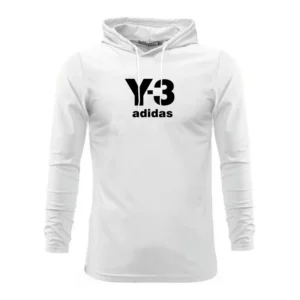تیشرت آستین بلند مردانه طرح Y3 مدل U4789 کلاه دار نخی اعلا در دو رنگ مشکی و سفید سایز L XL 2XL