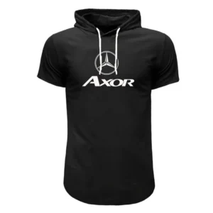 تیشرت کلاه دار مردانه طرح akor مدل b6000 سفید و قرمز