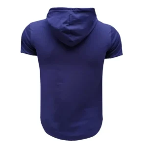 تیشرت کلاه دار مردانه آستین کوتاه طرح پورشه سورمه ای نخی اعلا سایز L XL 2XL