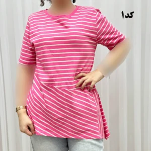 تیشرت راه راه بنگلادشی نخ پنبه چهارفصل زنانه سایز S تا XXXL تن خور راحت
