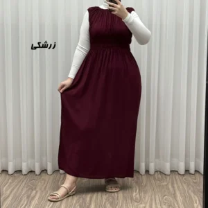پیراهن ساحلی نخی زنانه و دخترانه فری سایز مدل حلقهای سینه کشدار
