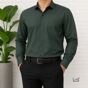 پیراهن آستین بلند مردانه پارچه کجراه و سوزنی نخی سایز L تا 2XL