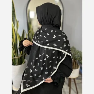 روسری سوپر نخ قواره 140 طرح دابل پاپیون برند میس رز