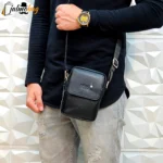 کیف دوشی مردانه مونت بلانک چرم شرانگ کوچک سرخونه