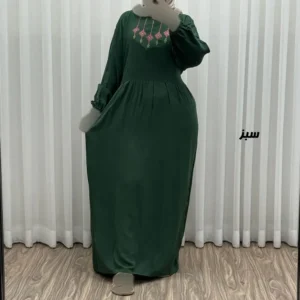 پیراهن ساحلی نخی گلدوزی شده مدل میلان فری سایز مناسب تا 46 با کمربند