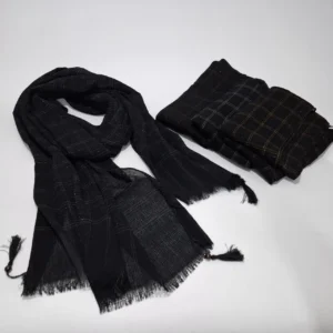 شال برشکا دور ریش منگولهدار خاکستری جنس درجه یک فوقالعاده سبک