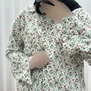 شومیز نخی جلوباز زنانه و دخترانه پارچه خارجی بدون آبرفت و چروک