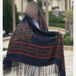 روسری نخی ترکمن وارداتی قواره 148 چهار فصل ریشه دستباف