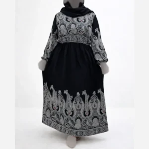 پیراهن نخی سایز بزرگ زنانه ترمه بلند چهارفصل آستیندار
