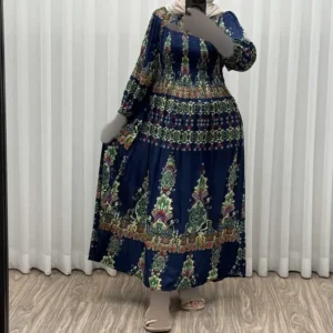 پیراهن ساحلی زنانه کریشه سرمهای فری سایز تا 52 بنددار چهارفصل شیک و راحت بدون سایه اندازی