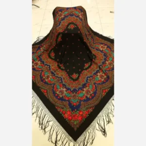 روسری ترکمنی اصل پشمی برند Pavlovo Posad مدل ستاره قواره 148×148 سانتیمتر