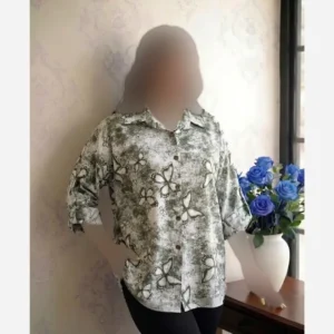 شومیز نخی تک جیب قواره بزرگ زنانه فری سایز تا 50