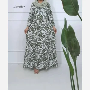 پیراهن ساحلی نخی فلور زمینه سفید فری سایز (38 تا 48) بدون بدن نما